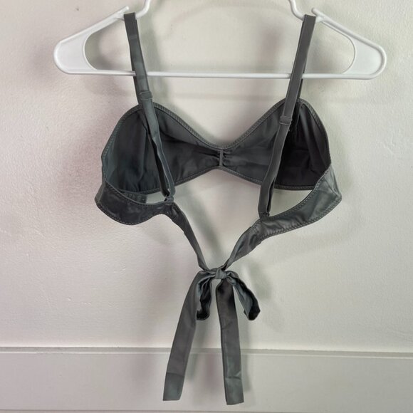 NWOT Skims Chrome Woven Shine Tie Back Bralette - Picture 3 of 10